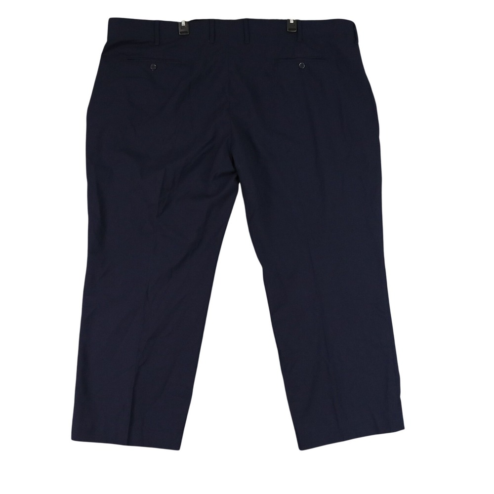Kilburne & Finch Dress Pants Mens 50x28 Navy Blue Pleated Stretch Office Wear